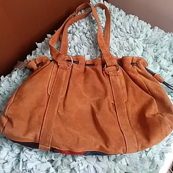 ❤Nwt Amazing 100% Leather & Suede Colorblock bag - Picture 4 of 7